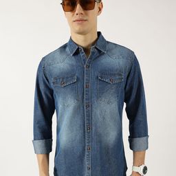 Thomas Scott Men Classic Spread Collar Faded Cotton Slim Fit Casual Shirt-picture-6