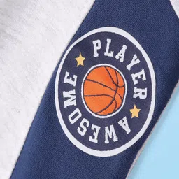 Babyhug Terry Knit Full Length Lounge Pant Text Print - Grey image 3