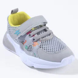 Cute Walk By Babyhug Velcro Closure Sneakers With Lace Detailing - Grey image 3