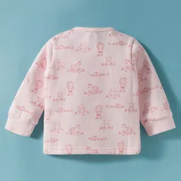 I Bears Fleece Knit Full Sleeves Co-ord Winter Wear T-Shirt & Joggers Set with Cap & Animal Print - Light Pink image 3