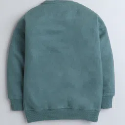 BAATCHEET Knitted Knit Full Sleeves Solid Light Winter Sweatshirt & Pant Set - Green image 4