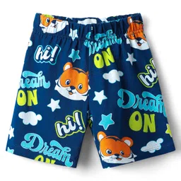 Babyhug Cotton Knit Half Sleeves Co-ords Shorts Night Suit with Cub Print - Navy Blue image 4