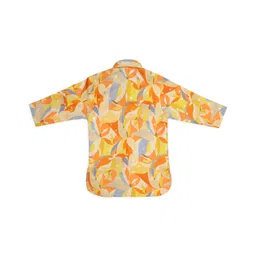 MASHUP Cotton Woven Full Sleeves Abstract Printed Kurta With Pajama Set - Orange image 5