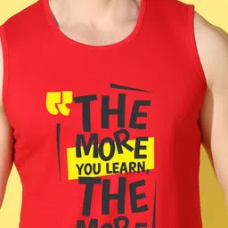 WOOSTRO Pack Of 2 Printed Pure Combed Cotton Gym VestsVWS26(ENJOY ORANGE)(MORE RED) image 4