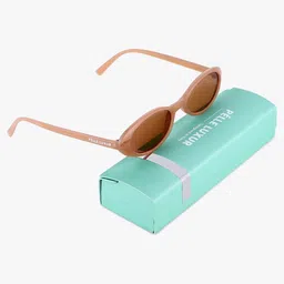 PELLE LUXUR Unisex Brown Lens & Brown Oval Sunglasses with image 2