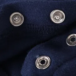 Babyhug 100% Cotton Knit Sleeveless Frock Style Onesie with Striped & Bow Detailing - Navy Blue image 5