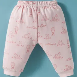 I Bears Fleece Knit Full Sleeves Co-ord Winter Wear T-Shirt & Joggers Set with Cap & Animal Print - Light Pink image 5