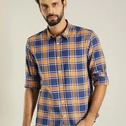 Indian Terrain Blue Slim Fit Checked Shirt-picture-40
