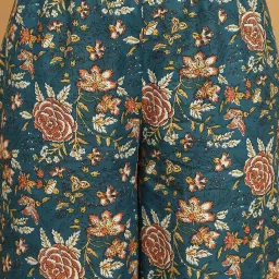 Kanvin Green Cotton Printed Tunic Pyjamas Set image 5