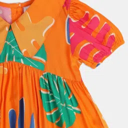MINIKLUB Kids Orange Printed Dress image 5