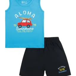 Bodycare Kids Royal Blue & Black Cotton Printed T-Shirt Set-picture-40