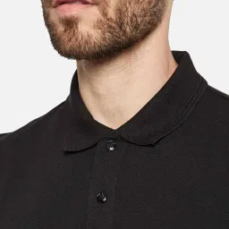 Octave Black Cotton Regular Fit Polo T-Shirt image 5