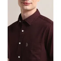 U.S. Polo Assn. Red Cotton Regular Fit Texture Shirt image 5