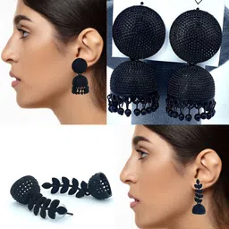 Varico Pack Of 2 Artificial Beads Beaded Dome Shaped Jhumkas image 3