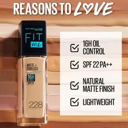 Maybelline New York Fit Me Matte + Poreless Liquid Foundation, 220 Natural Beige|With SPF, 30 ml image 4