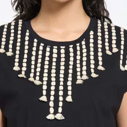 Honey by Pantaloons Jet Black Embroidered Top image 5