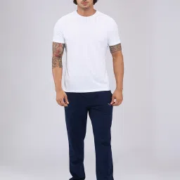 Park Avenue White Cotton Blend Regular Fit Solid T-Shirt image 5