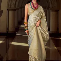 Satrani Brown Tissue Silk Woven Saree With Unstitched Blouse-picture-13