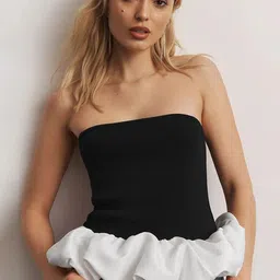 Outzidr Women Strapess Bubble Hem Top-picture-17