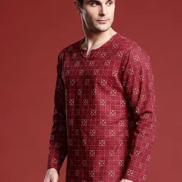 Anouk Men Geometric Printed Pure Cotton Kurta image 3