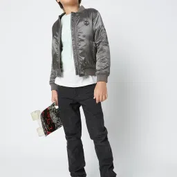 GAS Kids Grey Regular Fit Full Sleeves Jacket image 5