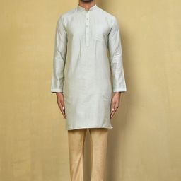 Arihant Rai Sinha Mandarin Collar Pure Cotton Straight Kurta With Pyjamas-picture-21