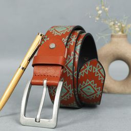 Celtic Unisex Brown Printed Leather Belt-picture-23