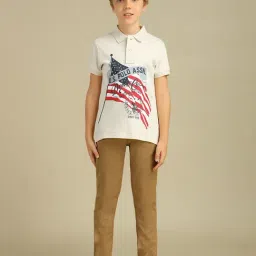 U.S. Polo Assn. Boys Beige Cotton Embroidery Polo T-Shirt-picture-18