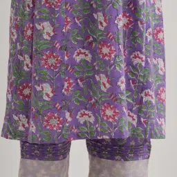 Priya Chaudhary Purple Varsha Cotton Printed Front Front Gathered Kurta image 5