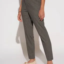 Annabelle by Pantaloons Medium Gray Textured Trousers image 3