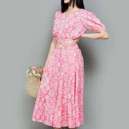 Colour Me by Melange Pink Printed A-Line Skirt image 5