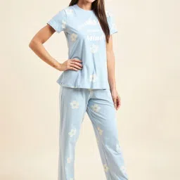 Sweet Dreams Celestial Blue Cotton Printed T-Shirt Pyjama Set image 5