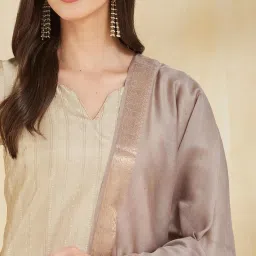 Fabindia Beige Woven Dupatta image 5