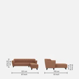 Trevi Bali RHS 6 Seater Sectional Sofa (Brown) image 2