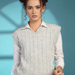 CHKOKKO Women Cable-Knit Sweater Vest-picture-5