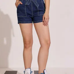 DOLCE CRUDO Women High-Rise Denim Shorts-image-73