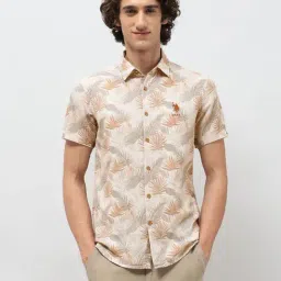 U.S. Polo Assn. Denim Co. Beige Cotton Slim Fit Printed Shirt-picture-31