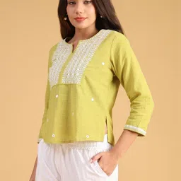 LIMEROAD Embellished Embroidered Ethnic Cotton Top image 4