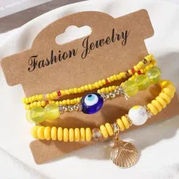 YouBella Bohemian Multi layer Lucky Evil Eye Yellow Bracelet-picture-48
