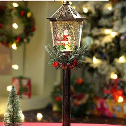 Little Surprise Box LLP Copper & Green Santa Puppy Vintage Street Lamp Style Showpiece image 5