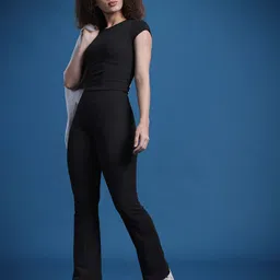 The Roadster Lifestyle Co. Solid Ribbed Crop Top & Trousers Co-Ord Set image 1