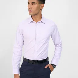 Peregrine by Pantaloons Men Textured Spread Collar Pure Cotton Formal Shirt-image-58