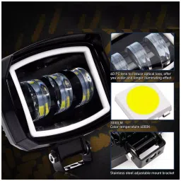 AllExtreme EX3LFP1 3 LED Headlight Lamp Universal Waterproof Off Road Driving CREE LED Fog Light with Mounting Brackets for Bike, Jeep and Cars (30W, White,1 Pc) image 4