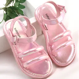 Babyoye Sandals with Velcro Closure Solid Colour - Pink-picture-19