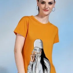 Moda Rapido Women Printed Bio Finish Raw Edge T-shirt-image-77