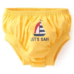 Doodle Poodle 100% Cotton Stripes & Marine Life Printed Briefs Pack of 3 -Navy Red & Yellow image 2