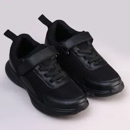 Pine Kids Velcro Closure Solid Color School Shoes - Black image 2