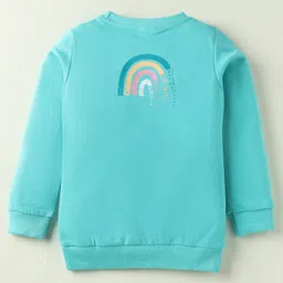 Tango Looper Knit Full Sleeves T-Shirt with Rainbow Print - Aqua Blue image 2