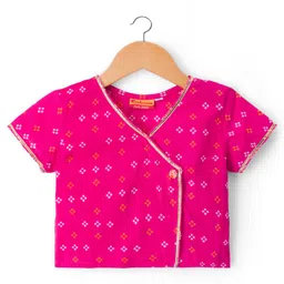 Exclusive from Jaipur Cotton Woven Half Sleeves Choli Lehenga & Dupatta Set with Floral Print - Pink image 2