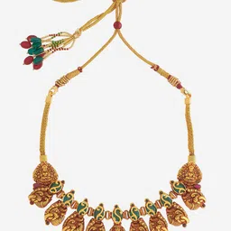 Kushal's Fashion Jewellery Embellished Bridal 92.5 Silver Gold-Plated Stone Necklace image 3